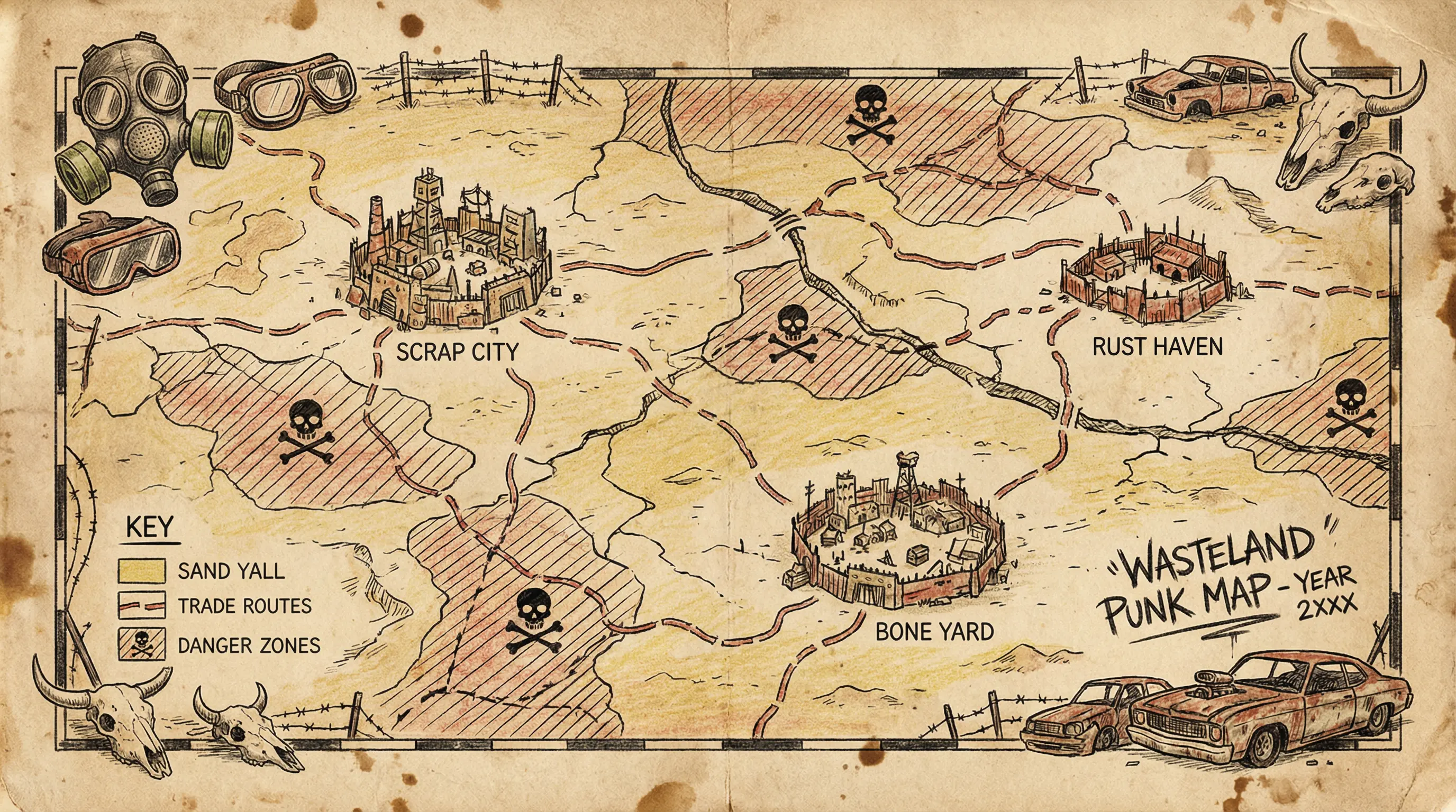 废土世界手绘地图